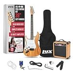 LyxPro Left Hand 39 Inch Electric Guitar and Starter Kit for Lefty Full Size Beginner’s Guitar, Amp, Six Strings, Two Picks, Shoulder Strap, Digital Clip On Tuner, Guitar Cable and Soft Case - Natural