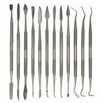 PROSCO Stainless Steel Wax Carving Tools Double Ended Spatulas/Carvers (Silver) - Set of 12 Pcs.