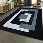 B&B Beautiful Geometric Pattern Area Rugs for Bedroom Living Room - Thick Non Slip Geometric Indoor use Carpet Area Rug for Hallway, 120 x 170 cm, Black Grey