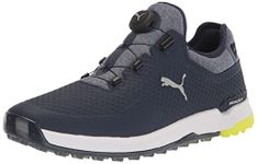 PUMA GOLF Men's Proadapt Alphacat Disc Golf Shoe, Peacoat-Puma Silver-Safety Yellow, 13