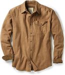 CQR Men's All Cotton Flannel Shirt, Long Sleeve Casual Button Up Plaid Shirt, Brushed Soft Outdoor Shirts, Solid Wheat Brown, XL Tall