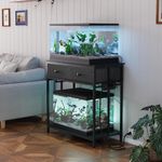 VOWNER 20-29 Gallon Aquarium Stand with Power Outlet, Metal Frame Fish Tank Stand with Cabinet Storage, Double Turtle Reptile Terrariums Tank Stand, 31.5" L*15.7" W Tabletop, 400LBS Capacity, Black