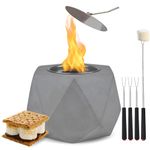 Yaro Table Top Firepit 4 Sticks - Smokeless Indoor Fire Pit Tabletop for Housewarming Gifts - Mini Portable Fireplace Indoor & Outdoor - Concrete Personal Fireplace - Marshmallow Roaster