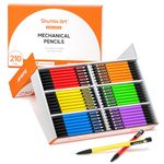 Shuttle Art Mechanical Pencils, 210 Pack Bulk Mechanical Pencils 0.7mm Medium Point, HB #2 Lead, Assorted Barrels, Office School Supplies