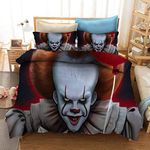 Mliuer It Pennywise Bedding Set It Clown Duvet Cover Set 3 Piece Movie for Boy Teen Bedroom Quilt Cover Set Microfiber (1 Quilt Cover + 2 Pillowcases)
