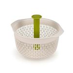 Joseph Joseph Spindola in sink salad spinner, 2-in-1 Colander, Salad Veg Drainer and Dryer – White/Green