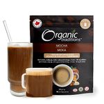 Organic Traditions Mocha Mushroom Coffee Instant 5-Blend Mushroom Coffee Organic Adaptogen Latte Made with Chaga, Cordyceps, Reishi, Lion's Mane and Turkey Tail 200g/7oz Bag