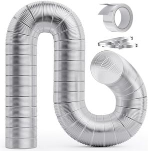 HOOMESUN 4 Inch 5FT Semi Rigid Dryer Vent, Flexible Aluminum Dryer Vent Hose with Clamps, 3.9 Mil Aluminum Foil Tape for HVAC Ventilation, Duct Fan Systems