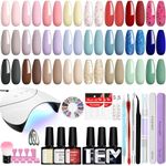 Gel Nail Polish Set with Lamp Starter Kit, Phoenixy 24 Colours Gel Nail Polish Set 8ml Gel Nail Polish Base and Top Coat Gel Nail Kit Gift for Women