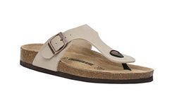 CUSHIONAIRE Women's Leah Cork Footbed Sandal With +Comfort, Stone, 9