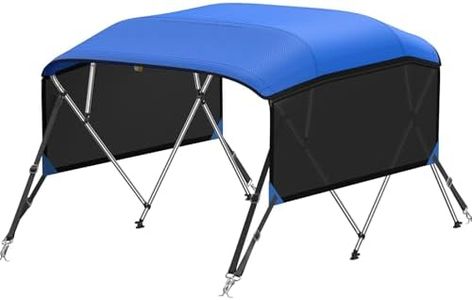 KAKIT Bimini Tops with Mesh Sidewalls (4 Bow 8'L x 54" H x 91"-96" W,Blue)