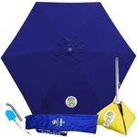 BEACHBUB All-In-One Beach Umbrella System. Includes 7.5 foot (50+ UPF) Umbrella, Oversize Bag, Base & Accessory Kit