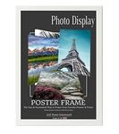 A2Z Home Solutions® Photo Poster Display Wall Hanging White Frame 27 x 20 Inches For Print Picture With Clear Perspex 30x15mm Moulding Mounting Hooks MDF backboard
