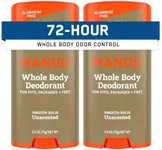 Mando Whole Body Deodorant For Men - Smooth Solid Stick - 72 Hour Odor Control - Aluminum Free, Baking Soda Free, Skin Safe - 2.6 Ounce (Pack of 2) - Unscented