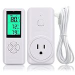 DIGITEN WTC200 Wireless Temperature Controller Thermostat Outlet Remote Control Thermometer with 2m/6ft NTC Temp Sensor Probe Heating Cooling Mode for Fan Heater Greenhouse Homebrewing Reptile