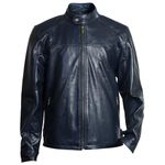 Body Guard Genuine Leather Jacket | Genuine & Pure Leather Jacket | Mens Solid Biker Jacket | Full Sleeve Jacket for Men's Biker Style | Black (L, Navi Blue)