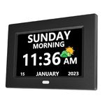 LXBYJKJ 7 Inch Digital Clock with Day and Date for Elderly Alzheimer's Dementia Clock Customizable Alarms and Medicine Reminders 3 Display Modes Large Font Digital Alarm Clock for Seniors Black