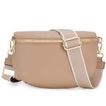 Roulens Crossbody Bag for Women Fashion Waist Packs Soft Vegan PU Leather Belt Bag Large Capacity Shoulder Bag with Adjustable and Removable Wide Strap