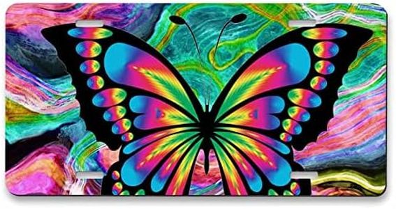 Pehede License Plate for Front of Car Colorful Butterfly Abstract Art Car License Plate 6 X 12 Inch