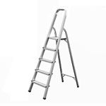 5 Step Ladder, Dripex Heavy Duty Aluminum, Portable Folding Stool, With Anti-Slip Steps & Non-Slip Feet, Strong Sturdy Steel Safety EN 131 Household Stepladders for Home Kitchen Garage (5-step)