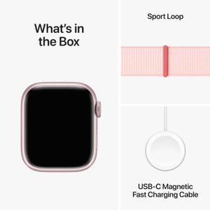 Apple Watch Series 9 GPS 41mm – Pink Aluminum, Light Pink Sport Loop, Fitness Tracker