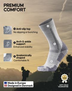 DANISH ENDURANCE Merino Wool Hiking Socks – Warm, Padded, Unisex, 1/3 Pairs