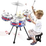 Toddlers Drum Set Upgrade Drum Kit for Kids Jazz Drum Set with 5 Drums Percussion Musical Instruments Toys for 3 4 5 Year Old Boys Girls Gifts Ages 3-5 (Blue)