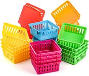 DEAYOU 24 Pack Classroom Storage Baskets, Small Plastic Basket, Crayon Pencil Container Bin Holder for Drawer, Desk, Home, Office, 5.3" L x 5.3" W x 2.4" H