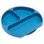 Bumkins Silicone Grip Dish, Suction Plate, Divided Plate, Baby Toddler Plate, BPA Free, Microwave Dishwasher Safe - Dark Blue