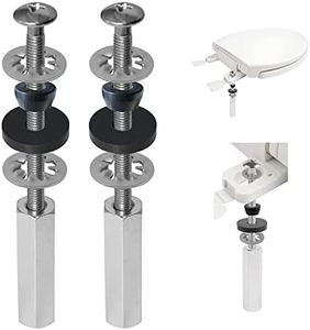 iFealClear 2 PCS Universal Toilet Seat Bolts Compatible with Kohler/American Standard/TOTO, Stainless Steel Toilet Seat Screws with Extra Long Downlock Nuts, Non-slip Toothed Washers, Chrome