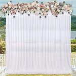 White Chiffon Backdrop Curtain Drapes 2 Panels 5ft by 8ft Sheer Fabric Backdrop for Wedding Birthday Party Home Background Decoration