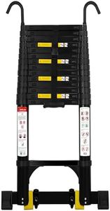 Wolec 19 ft Aluminum Telescoping Ladder, 330 lb Load, Hooks Wheels Stabilizer Bar, Portable Collapsible Ladder for Home Use and Work, Black