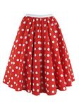 Ladies Polka Dot Rock and Roll 50's 60's Style Skirt & Scarf (14 (30 inch Waist), Red with White Spot)