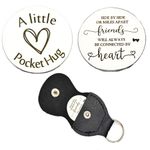 Pocket Hug Token Best Friend BFF Gifts for Women Girls Side by Side or Miles Apart Friends Gift Pocket Hugs for Best Friends Friendship Pocket Hug with PU Leather Keychain