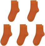 SERISIMPLE Kids Viscose Bamboo School Socks Soft flate Seam Color Anti Odor Thin Breathable Stretch Cuffs Girls Boy 5 Pairs (Large, Pumpkin Orange)