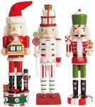 THE TWIDDLERS - 3 Wooden Nutcracker Soldiers, 25cm / 10" in Festive Colours with Christmas Countdown - Premium Handmade Pine Wood Classic Traditional Ornaments, Xmas Decorations with Moving Parts