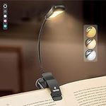 Vekkia/LuminoLite Rechargeable Book Light, Reading Lights for Books in Bed, 3 Colortemperature × 3 Brightness, Clip on Book, Up to 70 Hours Lighting, Great for Readers, Travel (Black)