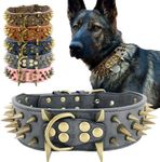 The Mighty Large Spiked Studded Dog Collar - Protect Your Dog's Neck from Bites, Durable & Stylish, for Large Dogs (Black, S)