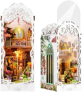 Lycidae Book Nook Kit, DIY Dollhouse Booknook, Mini Doll House, with LED Lights, Room Model Kit for 14+ Teens and Adults Building, Creativity Gift, Home, Bookshelf Decor(Gardenhouse)