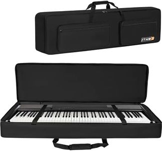 ITHWIU Padded 8mm Shockproof 88 Keys Keyboard Case Electric Piano Padded Keyboard Gig Bag (Interior: 54"x13.2"x6.7") with Adjustable Straps and 4-Pocket for Keyboard Accessaries, Black