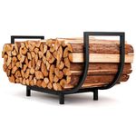 HIHADUUM Firewood Rack, 34 in Firewood Storage, Firewood Holder, Wood Rack for Firewood, Double Coated Firewood Rack,Fireplace Organizer Waterproof Rustproof Log Holder for Outdoor Indoor, Black