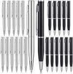 24 Pcs Mini Pens Small Pens Short Pens Mini Metal Ballpoint Pens Small Stainless Steel Point Pen with Copper Fittings for Pockets Notebook Notepads Office School (Black, Silver)