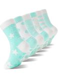 Girls Kids Toddler Fuzzy Slipper Socks Grips Non Slip Socks Winter Warm Fluffy Thick Crew Hosptial Comfy Sherpa Fleece Gripper Gift Socks Christmas Stocking Stuffers 6 Pairs(Blue,1-3 Y)