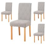 Styleys Stretch Jacquard Dining Chair Cover Removable Washable Dining Room Chair Cover Protector Seat Slipcover (Pack of 4, Light Grey, JYMC5)