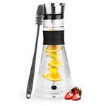 Belle Vous Glass Carafe with Lid & Fruit Skewer Insert - 1.4L Water Carafe with Stainless Steel Lid & Cleaning Brush - Carafe with Lid for Water/Juice