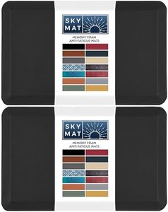 Sky Solutions Anti Fatigue Mat - Cushioned Comfort Floor Mats For Kitchen, Office & Garage - Padded Pad For Office - Non Slip Foam Cushion For Standing Desk (39-Inch 2-pack, Black)