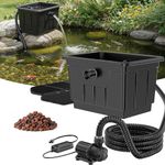 POPOSOAP Large Pond Filter Kit, Outdoor Pond Filter for Koi Pond Garden Pond Fish Pond, Above-Ground Design for Easy Maintenance, 4500L/H Quiet DC Water Pump, Complete Accessories Included