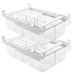 2 Pack Refrigerator Organizer Bins,Pull-Out Fridge Storage Drawer Design,Freely Pullable Refrigerator Storage Box with 4 Divided Sections,Fit for Fridge Shelf Under 0.6"