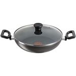 Tefal Delicia Non-Stick Kadhai with Glass Lid/Thermo-spot Technology/Titanium Non-Stick Coating-Interior / 28 cm/Suitable for Gas, Electric and Ceramic Hobs/Black / 2 Years Coverage