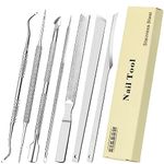 ZIZZON 7 Pcs Ingrown Toenail File and Lifters Set, Stainless Steel Ingrown Toenail Removal Kit, Under Nail Cleaner Pedicure Tools